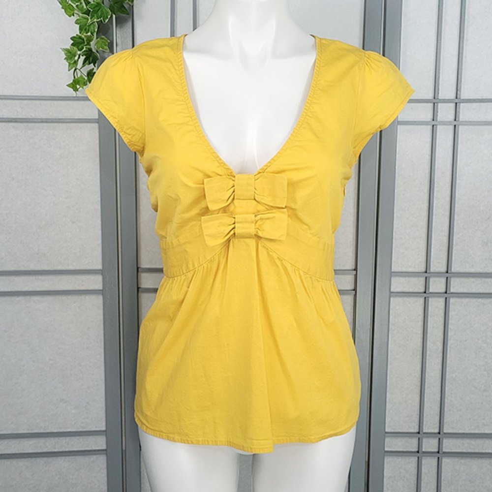 Anthropologie Odille Cotton Bows Pin Up Top 10